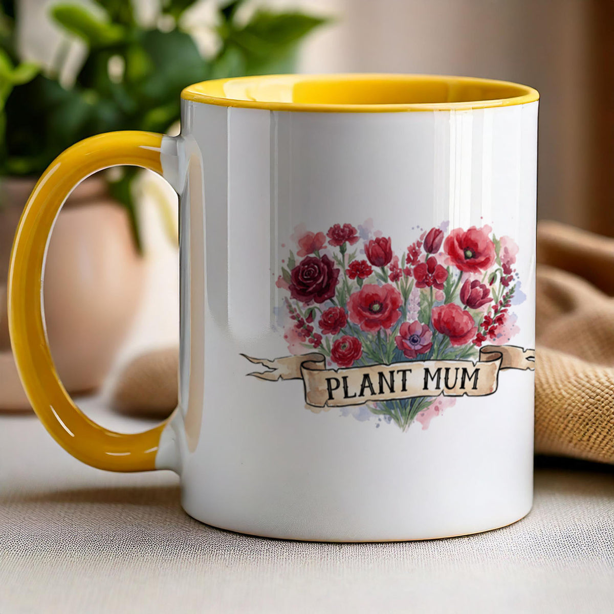 PP-MUG-11OZ-YELLOW - Yellow Ceramic 11oz Mug Mockup
